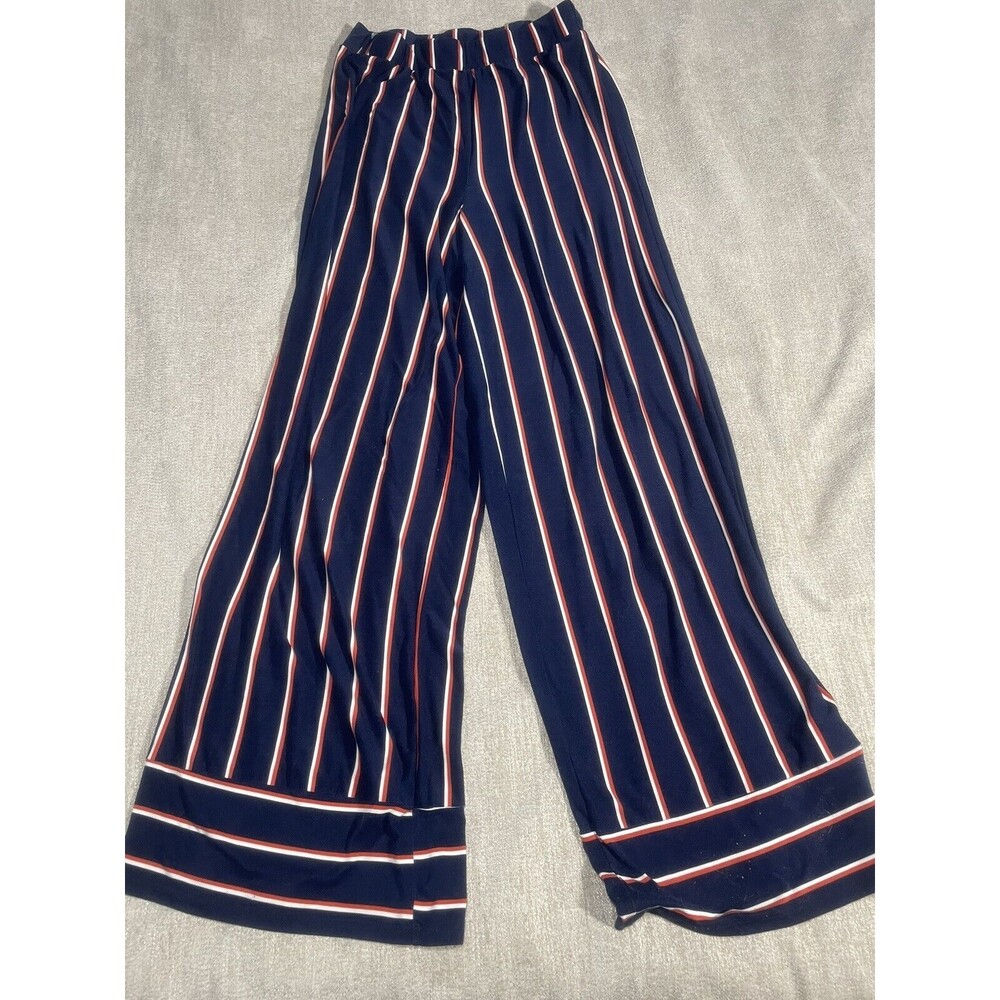 Ultra Flirt Pants Women's Medium Navy Striped Wide Leg Pants